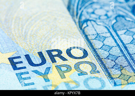 Detaillierte Nahaufnahme eines 20-Euro-Banknote Stockfoto