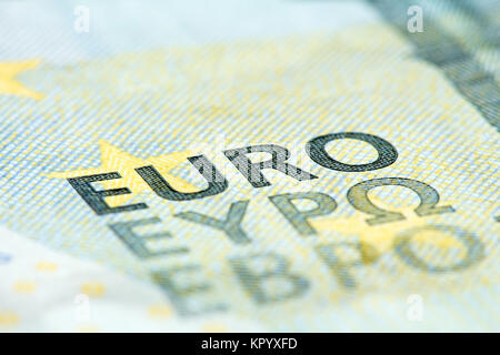 Detaillierte Nahaufnahme einer 5-Euro-Banknote Stockfoto