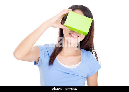 Frau mit Virtual reality Goggles Stockfoto