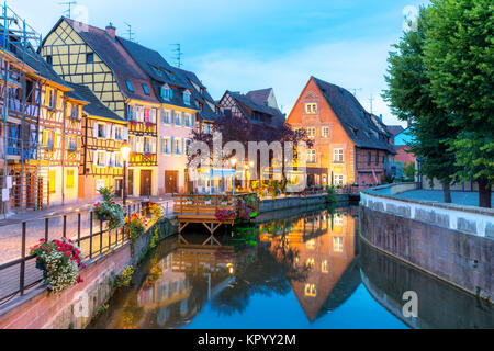 Colmar-Frankreich-Nacht Stockfoto