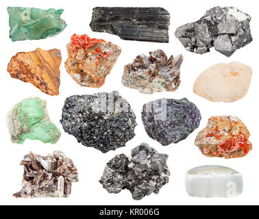 Satz von verschiedenen Mineralien - Magnetit, axinite, etc. Stockfoto