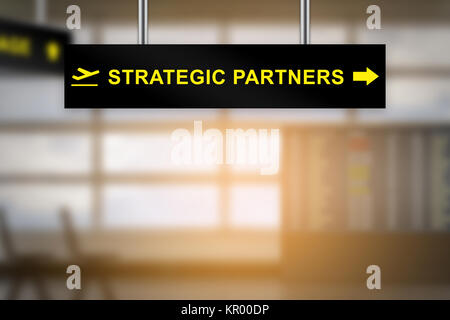 strategic partners on airport sign board Stockfoto