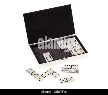 Domino Set im Koffer Stockfoto