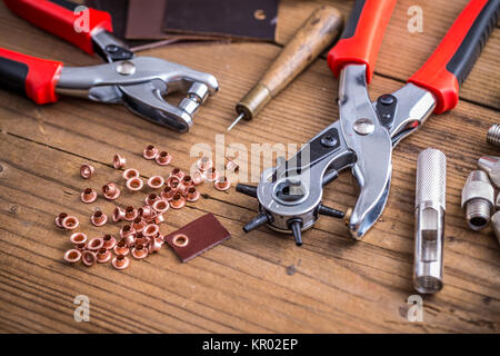 Leder punch Tools Stockfoto