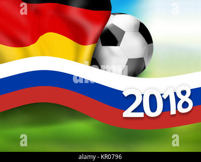 2018 Fußball Russland deutschland fussball Flagge Hintergrund 3d Stockfoto