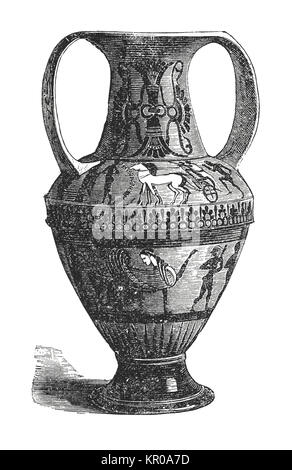 Verzierten antiken griechischen Vase (Gravur aus dem 19. Jahrhundert) Stockfoto