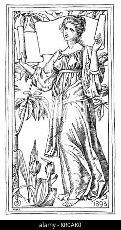 1893 Exlibris, von Kunst und Kunsthandwerk Künstler Joseph Edward Southall, Classic, Klassisch, Kleid, cressed, Frauen, der griechischen, der Stockfoto