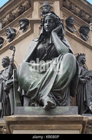 Abbildung des Gutenberg Denkmal auf dem Rossmarkt in Frankfurt, Deutschland Stockfoto