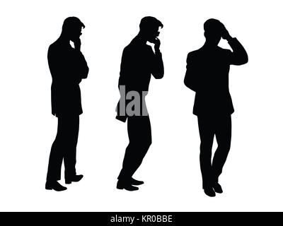 Männliche Unternehmer denkt geht schwarze Silhouette Abbildung Stockfoto