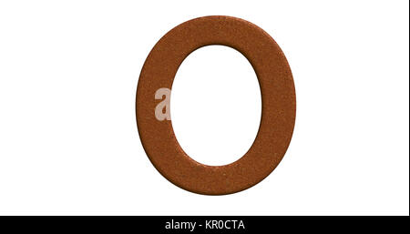 3D-Rendering des Buchstaben O in gebürstetem Metall auf einem weißen Hintergrund isoliert Stockfoto