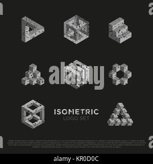 Vektor, isometrische 3D-Logo festlegen Stockfoto