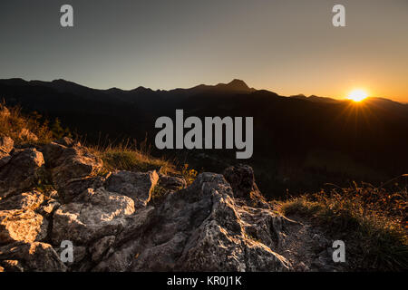 Sonnenuntergang über der Tatra, Zakopane, Polen Stockfoto