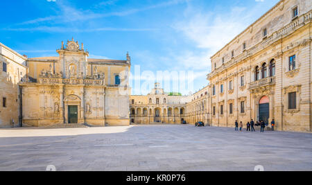 Domplatz in Lecce, Apulien, Süditalien. Stockfoto