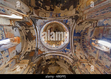 Fresken und Wandmalereien der Tigrant Honents Kirche, in den Ruinen der alten Hauptstadt von Bagradit armenische Königreich, Ani, in Kars, Türkei. Stockfoto
