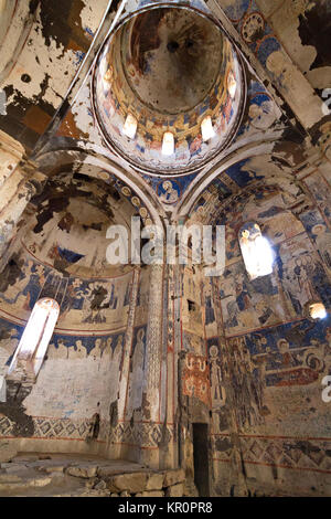 Fresken und Wandmalereien der Tigrant Honents Kirche, in den Ruinen der alten Hauptstadt von Bagradit armenische Königreich, Ani, in Kars, Türkei. Stockfoto