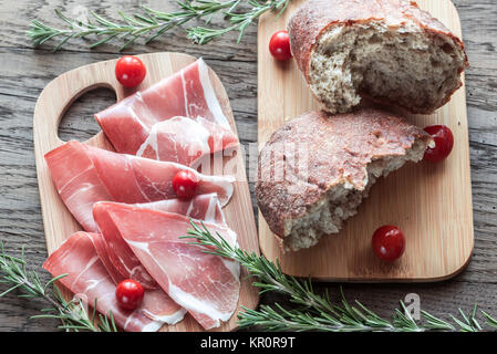 Scheiben von jamon o Stockfoto