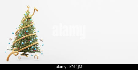 Weihnachtsbaum mit Dekorationen, frohe Weihnachten, 3D-Rendering illustration Stockfoto