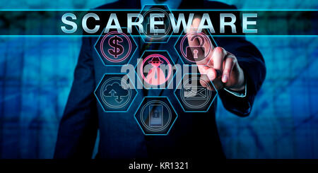 White Collar Trickster Drücken SCAREWARE Stockfoto