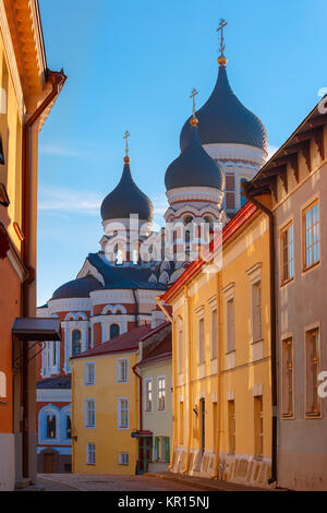 Alexander Nevsky Cathedral und Tallinn Straße Stockfoto