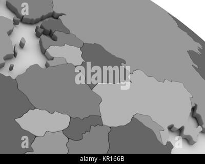 Ost Europa auf grau 3D-Karte Stockfoto