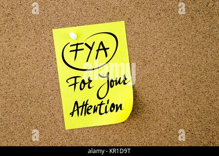 Business Akronym FYA für Ihre Aufmerksamkeit Stockfoto