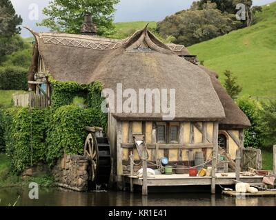 Hobbiton Wassermühle Stockfoto