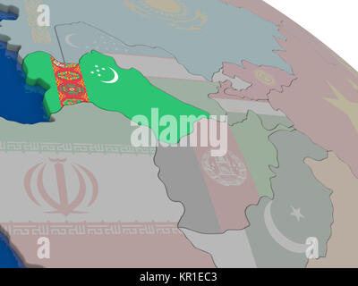 Turkmenistan mit Fahne Stockfoto