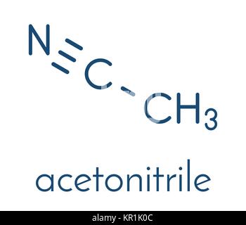 Acetonitril chemische Lösungsmittel Molekül. Skelettmuskulatur Formel. Stock Vektor