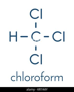 Chloroform Lösungsmittel Molekül. Skelettmuskulatur Formel. Stock Vektor