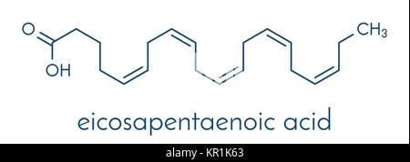 Eicasapentaenoic Säure (EPA, timnodonic Säure) Molekül. Mehrfach ungesättigte Omega-3-Fettsäuren, die in Fisch Öl vorhanden. Skelettmuskulatur Formel. Stock Vektor