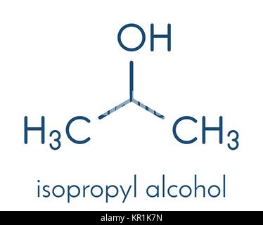 Isopropylalkohol (Isopropanol, 2-Propanol) Molekül. In Desinfektionslösungen und als Lösungsmittel verwendet. Skelettmuskulatur Formel. Stock Vektor