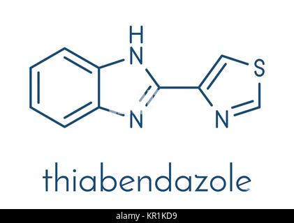 Thiabendazol (thiabendazol) Fungizide und anti-parasit Molekül. Als Konservierungsmittel und antihelmintic Droge verwendet. Skelettmuskulatur Formel. Stock Vektor