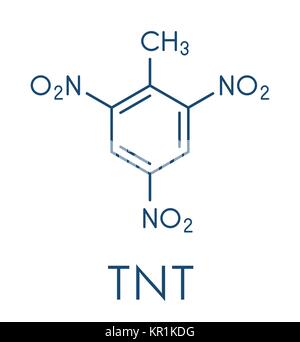 Trinitrotoluol (TNT) hoch explosiven Molekül. Skelettmuskulatur Formel. Stock Vektor