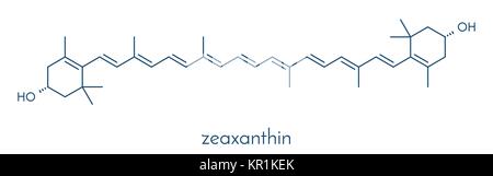 Zeaxanthin gelbes Pigment Molekül. Für die Farbe der Paprika, Mais, Safran, etc. spielt ebenfalls eine wichtige Rolle im menschlichen Auge (in der makula). Stock Vektor