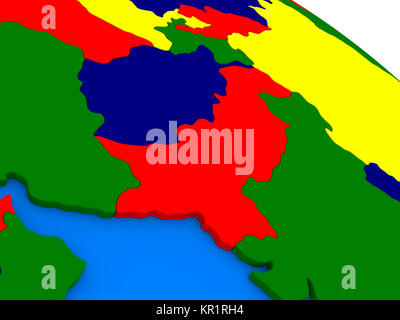 Afghanistan und Pakistan auf bunten 3D-Globus Stockfoto