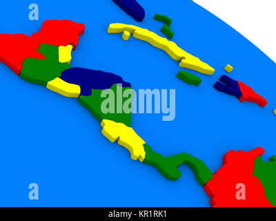 Mittelamerika auf bunten 3D-Globus Stockfoto