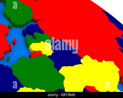 Ost Europa auf bunten 3D-Globus Stockfoto