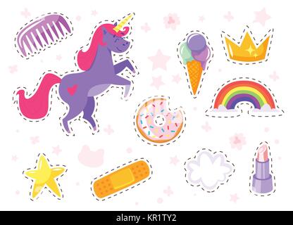 Lustig fashion Sticker kit Stock Vektor