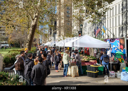 Rittenhouse Square Farmers Market im späten Herbst, Philadelphia, Pennsylvania, USA Stockfoto