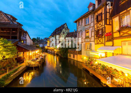 Colmar-Frankreich-Nacht Stockfoto