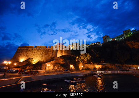 Ulcinj Schloss, Nachtaufnahme, Montenegro Stockfoto