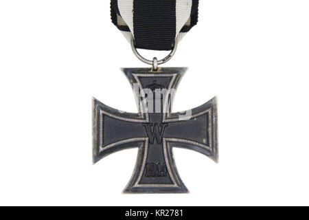 Die Preußisch-deutsche Auszeichnung - Iron Cross mit dem Monogramm des Kaiser Wilhelm von Deutschland, dem berühmtesten Auszeichnung des Ersten Weltkrieges (große Krieg) Stockfoto