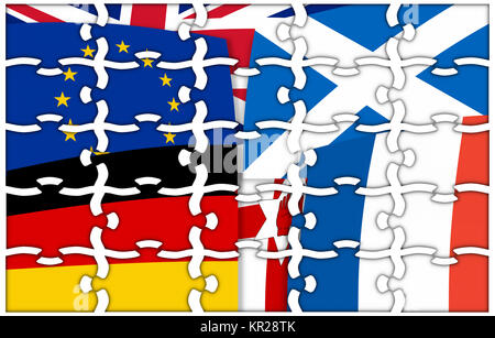 Puzzle Europa Nord Irland Deutschland Schottland Großbritannien Frankreich Stockfoto