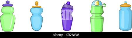 Sport Flasche Icon Set, Cartoon Stil Stock Vektor