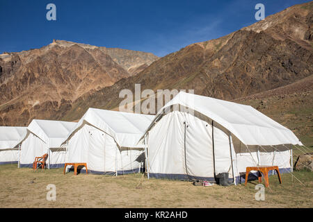 Sarchu camping Zelte auf dem Leh-Manali Highway in Ladakh, Nordindien. Stockfoto