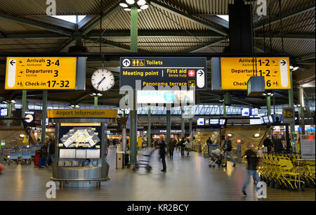 Main Hall, Flughafen Schiphol, Amsterdam, Niederlande, Haupthalle, Flughafen Schiphol, Niederlande Stockfoto