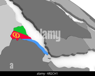 Eritrea auf Weltkugel mit Fahne Stockfoto