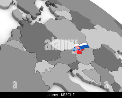 Die Slowakei am Globus mit Flag Stockfoto