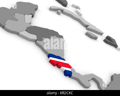 Costa Rica auf Weltkugel mit Fahne Stockfoto