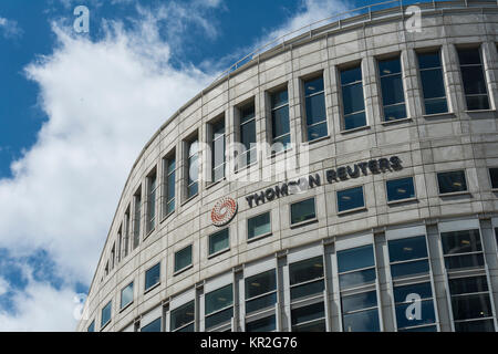 Thomson Reuters Building, One Canada Square, Canary Wharf, London, England, Vereinigtes Königreich Stockfoto